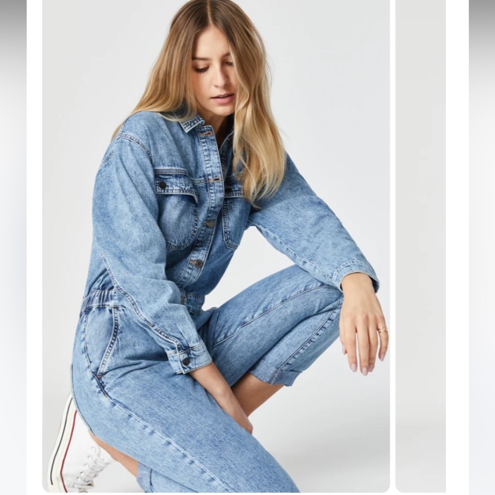 Mavi Eva Denim Jumpsuit Light Indigo Blue S - Picture 3 of 11
